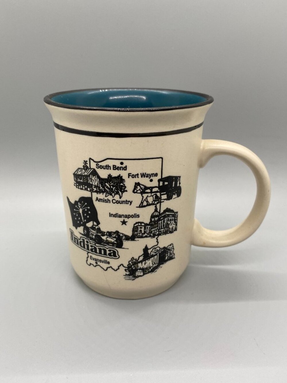 Indiana The Hoosier State Souvenir Textured Surface Stoneware Coffee Mug 8oz